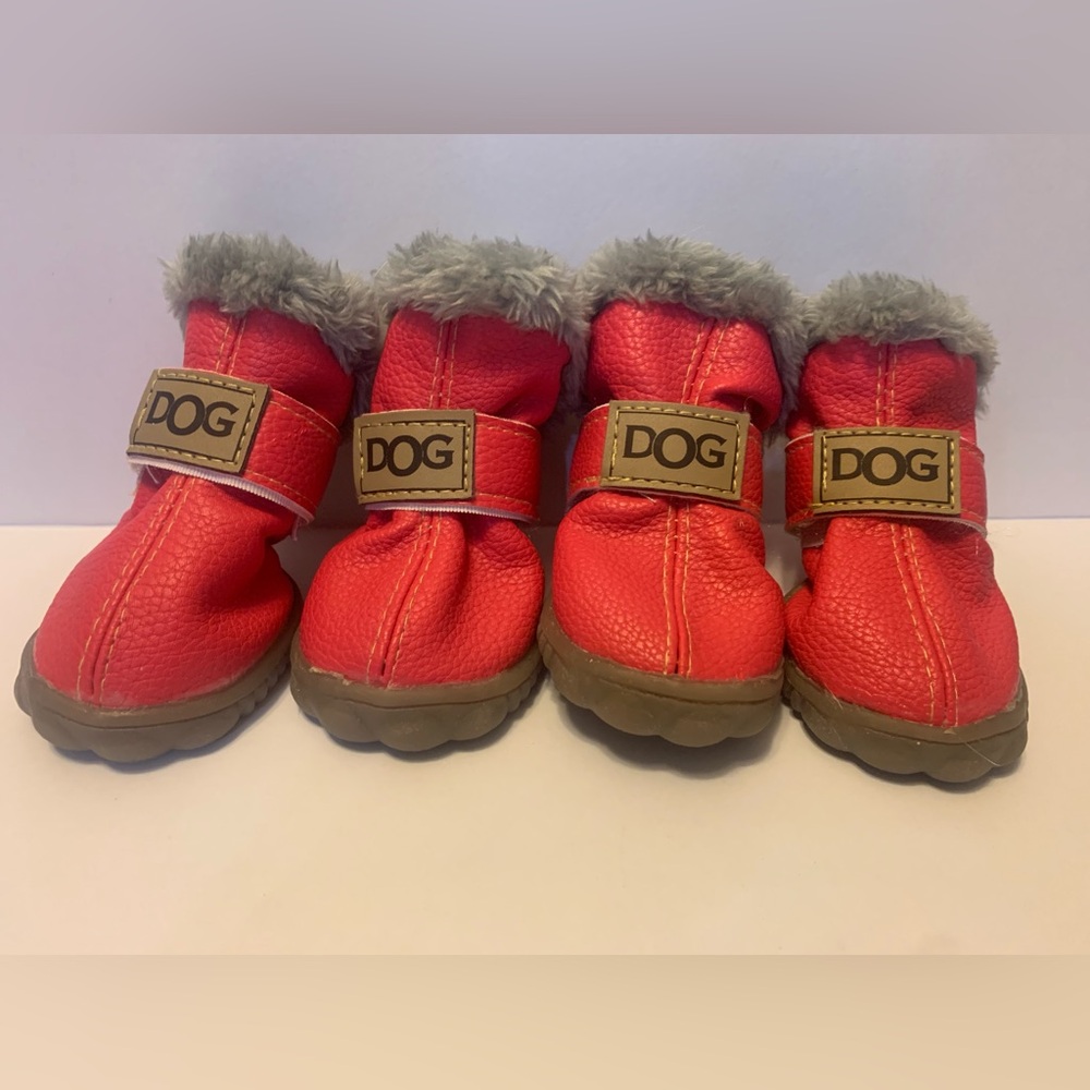 Pink Dog Boots with Fur Trim